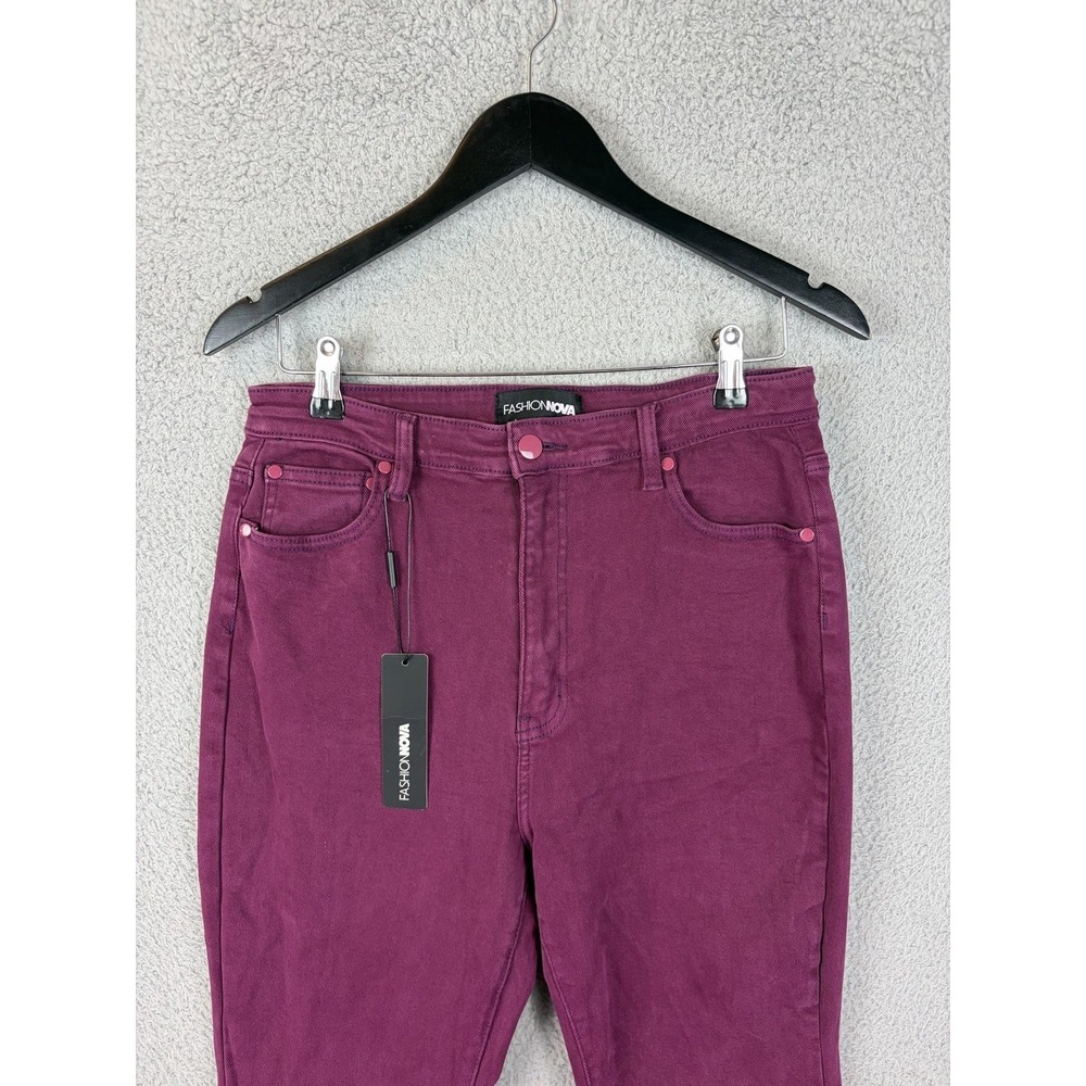 Fashion Nova Jeans Womens 15 Burgundy Bon Voyage High Rise Flare Stretch New